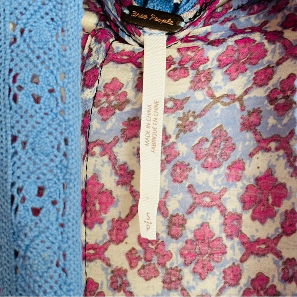 FREE PEOPLE Floral Print Lola Bell Sleeve Tassel Tie Kimono Small - Picture 9 of 16